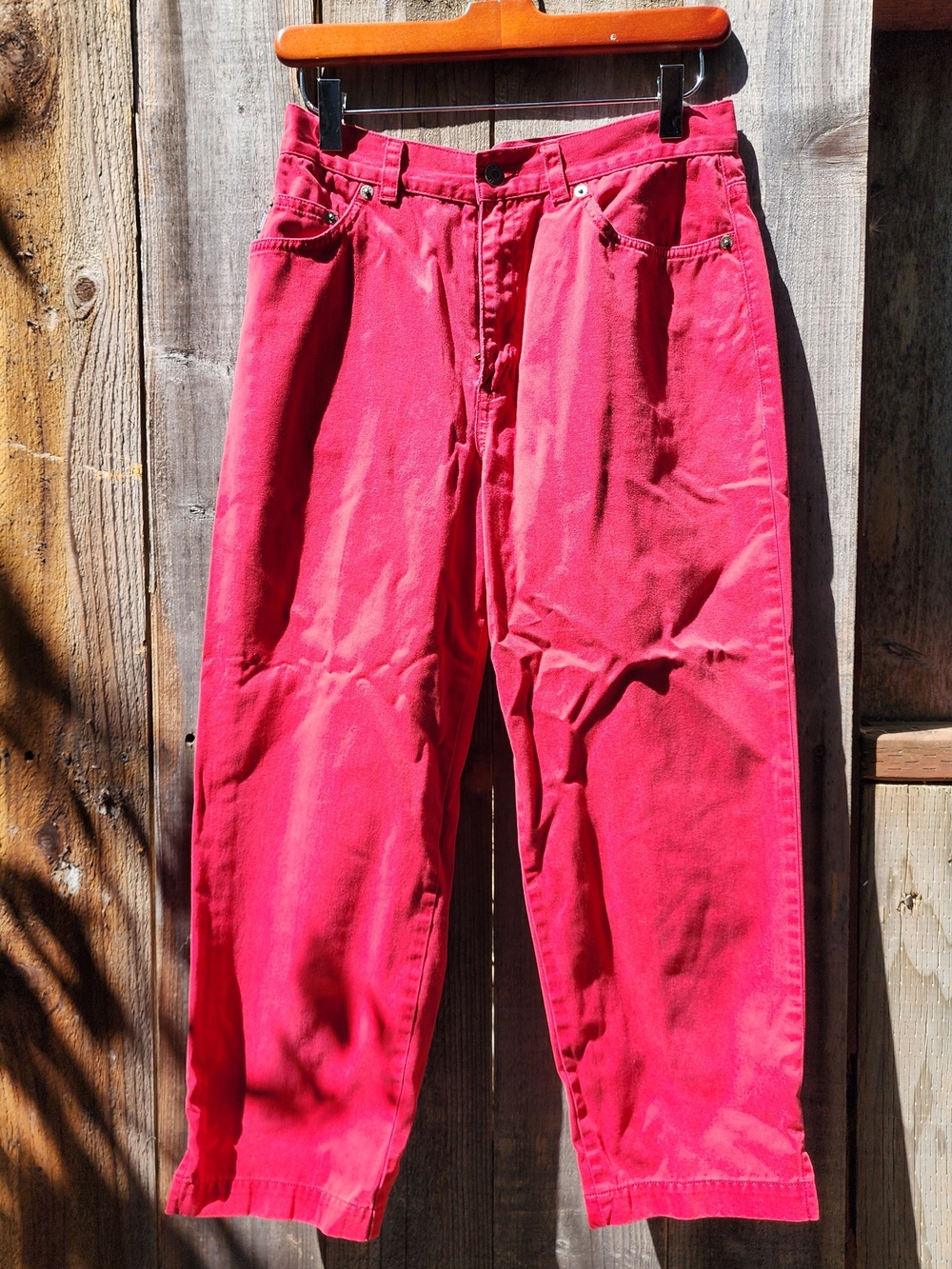 Lauren Ralph Lauren Vintage Red Wide Leg Jeans High Rise Cropped Ankle Size [4]